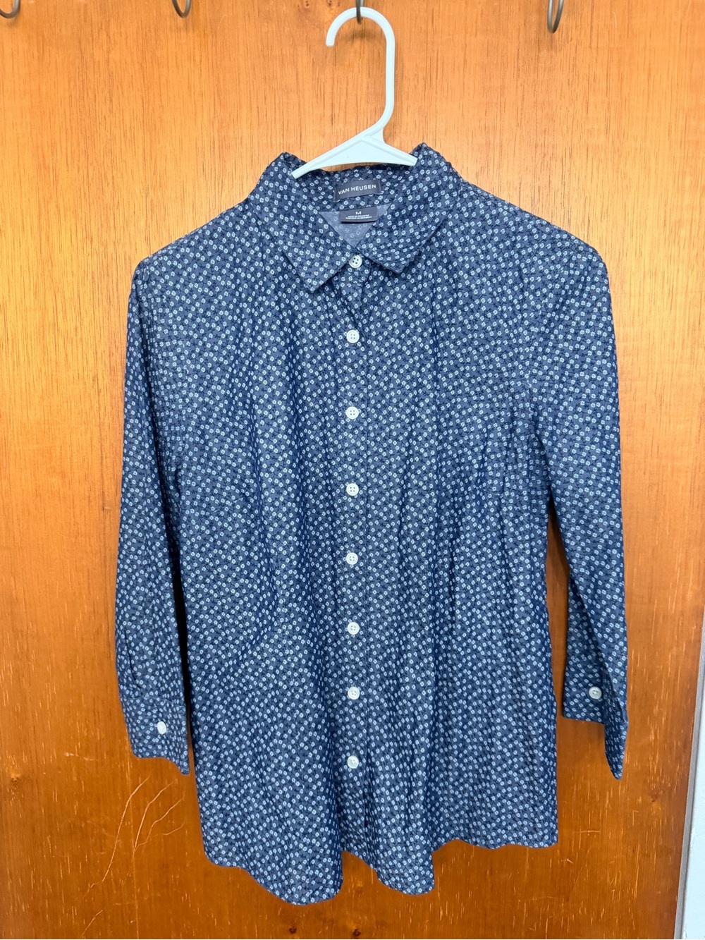 Van Heusen Woman’s Navy Floral Button-Up Shirt